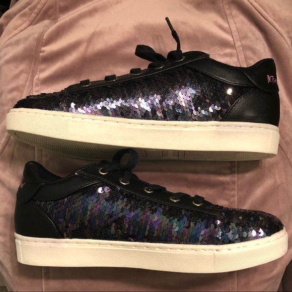 SZ 5, 7 Wmn Betsey Johnson Peacock Sequin sneakers - Picture 4 of 7